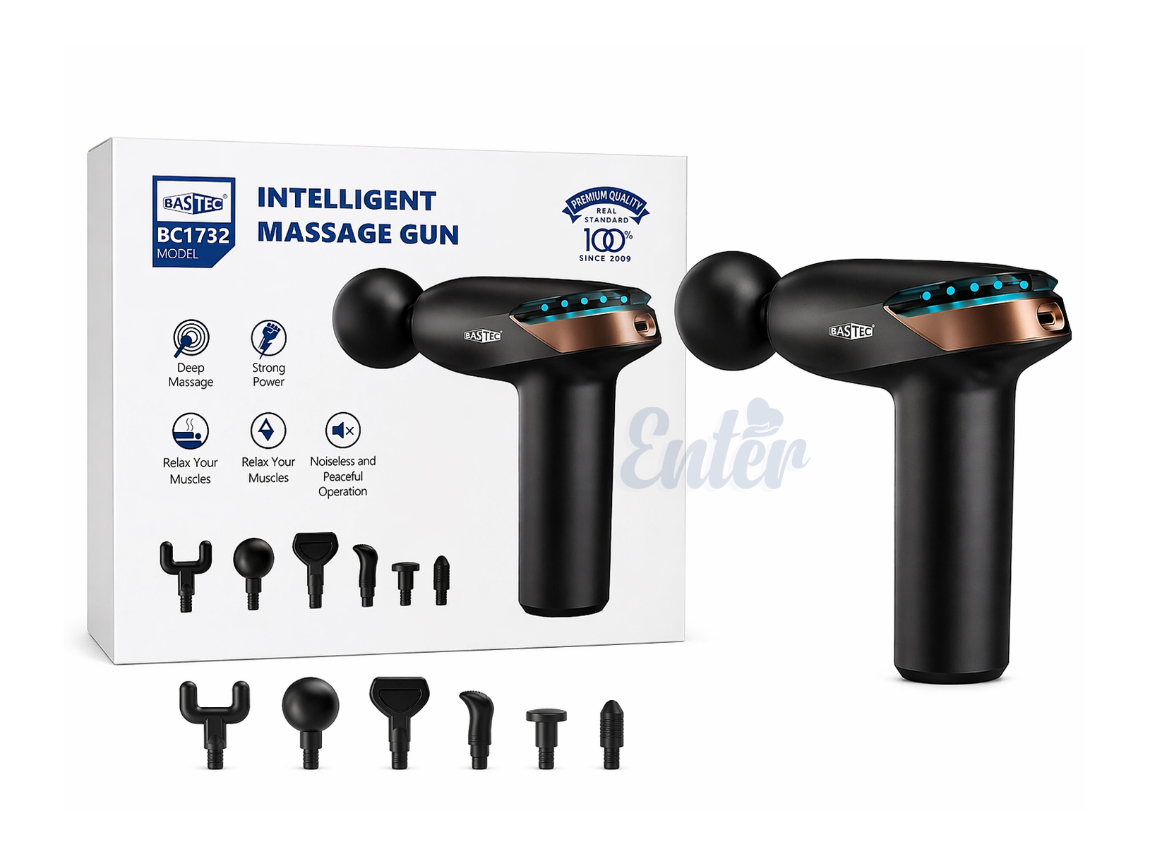 BASTEC BC1732 Intelligent Massage Gun,جهاز مساج باستك BC1732, مسدس مساج ذكي, جهاز مساج العضلات, مساج عميق للأنسجة