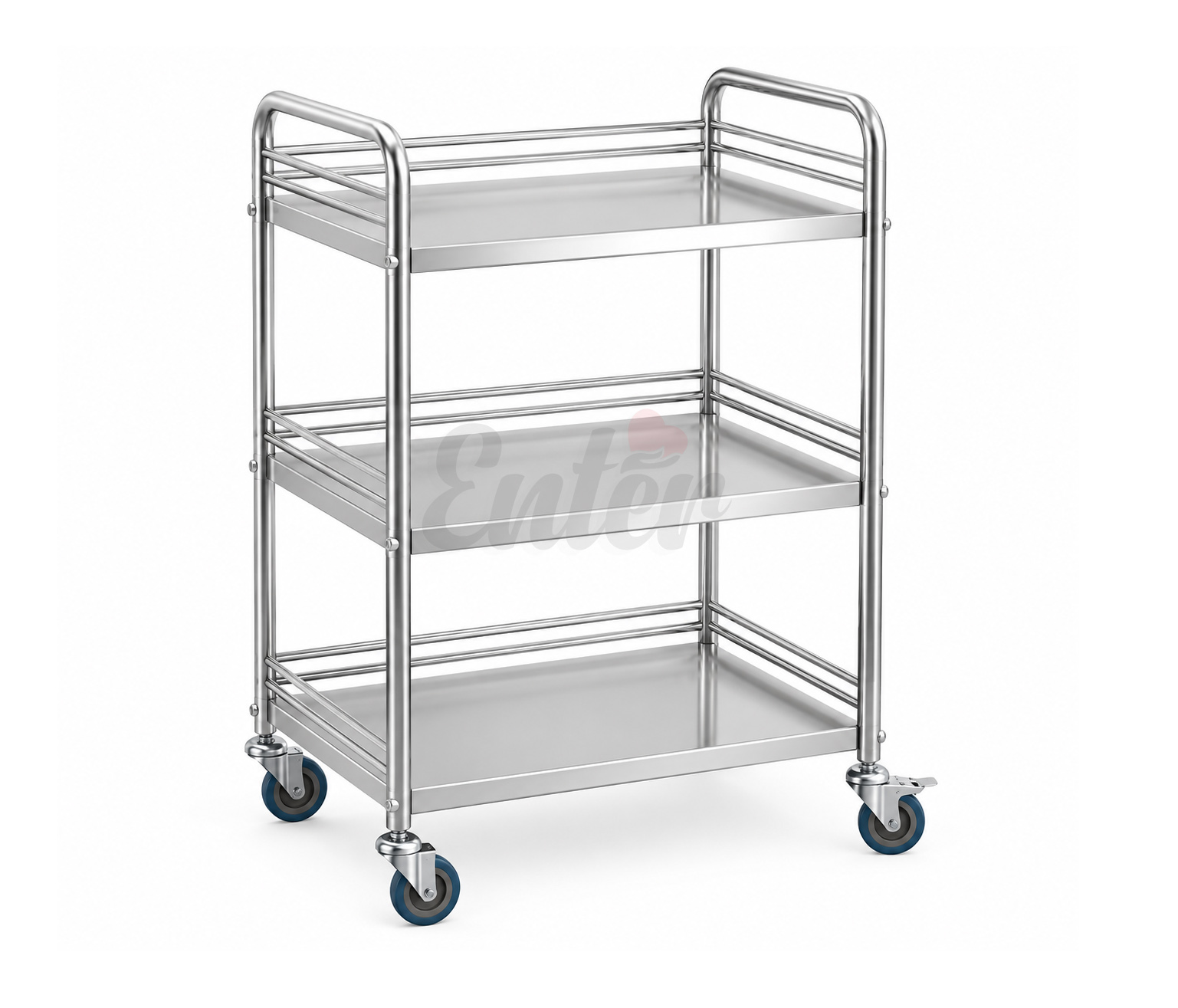 Stainless Steel 3 Shelf Flat Trolley,عربة – تروللي للمستشفيات إستانلس ستيل ( 3رف فلات مسطحة)