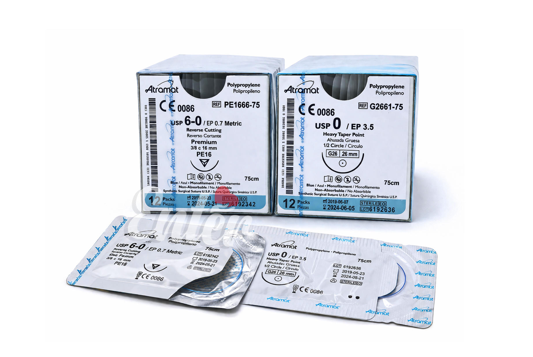Atramat Polypropylene Surgical Sutures – Non-Absorbable Monofilament (USP 6-0 & USP 0) – Sterile, 75cm, Premium Quality Mexican, خيوط جراحية من البولي بروبيلين من أترامات – غير قابلة للامتصاص، أحادية الليف (USP 6-0 و USP 0) – معقمة، بطول 75 سم، جودة مكسيكية ممتازة