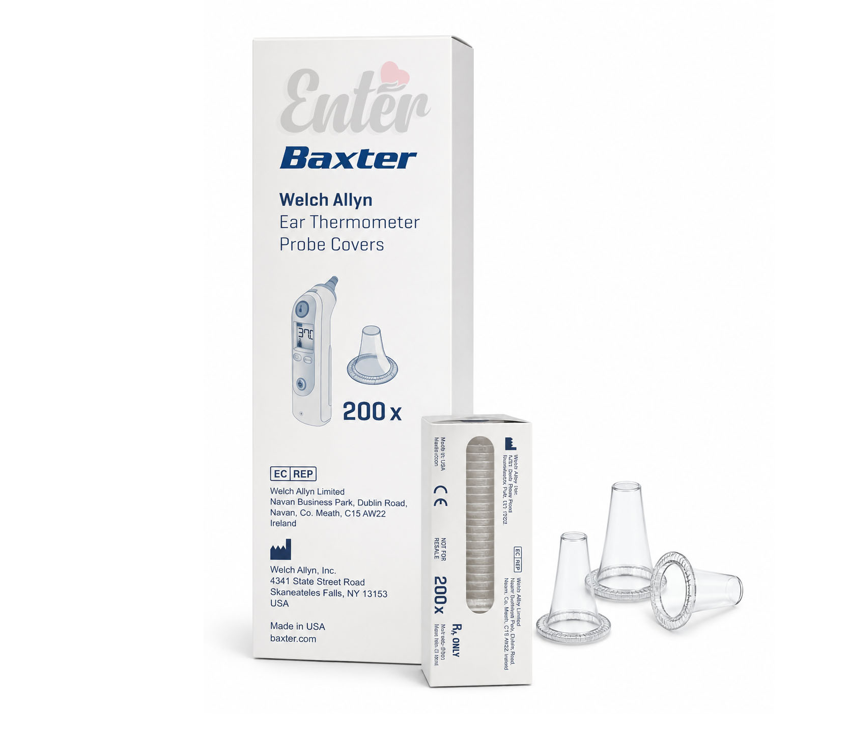 Baxter Welch Allyn Ear Thermometer Probe Covers – 200 pcs USA,أغطية مسبار ميزان حرارة الأذن من Baxter Welch Allyn – عدد 200 قطعة
