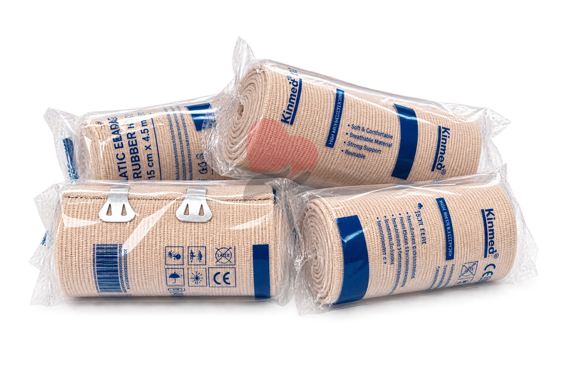 Kinmed Elastic Bandage Rubber High – 7.5cm x 4.5m pkt/12,رباط ضاغط مطاطي مرن كينمد – ‎7.5 سم × 4.5 م