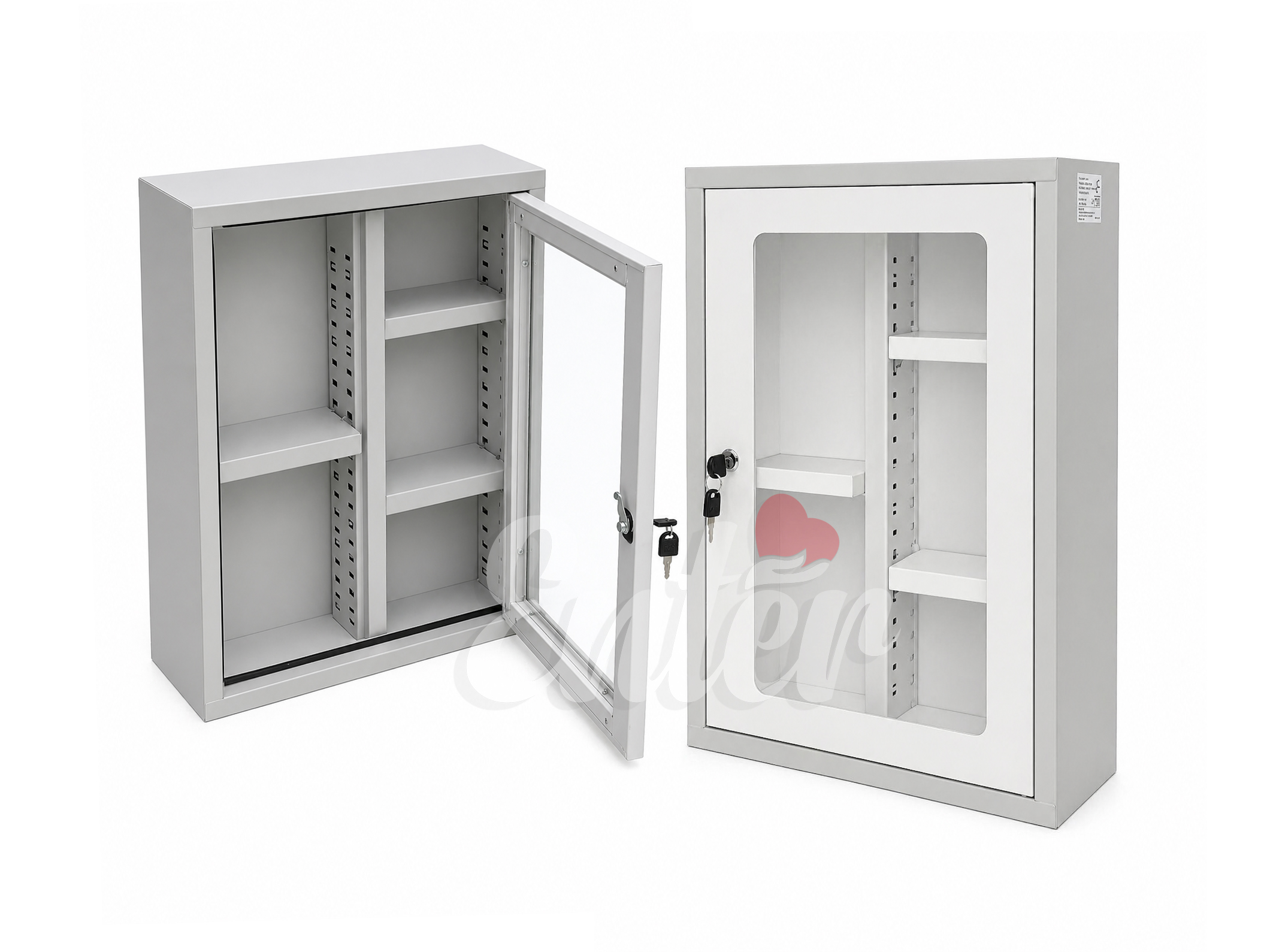Metal Storage Cabinet with Glass Door – Compact, Secure & Adjustable 55x38x13cm,خزانة تخزين معدنية بباب زجاجي – مدمجة، آمنة وقابلة للتعديل 55×38×13 سم