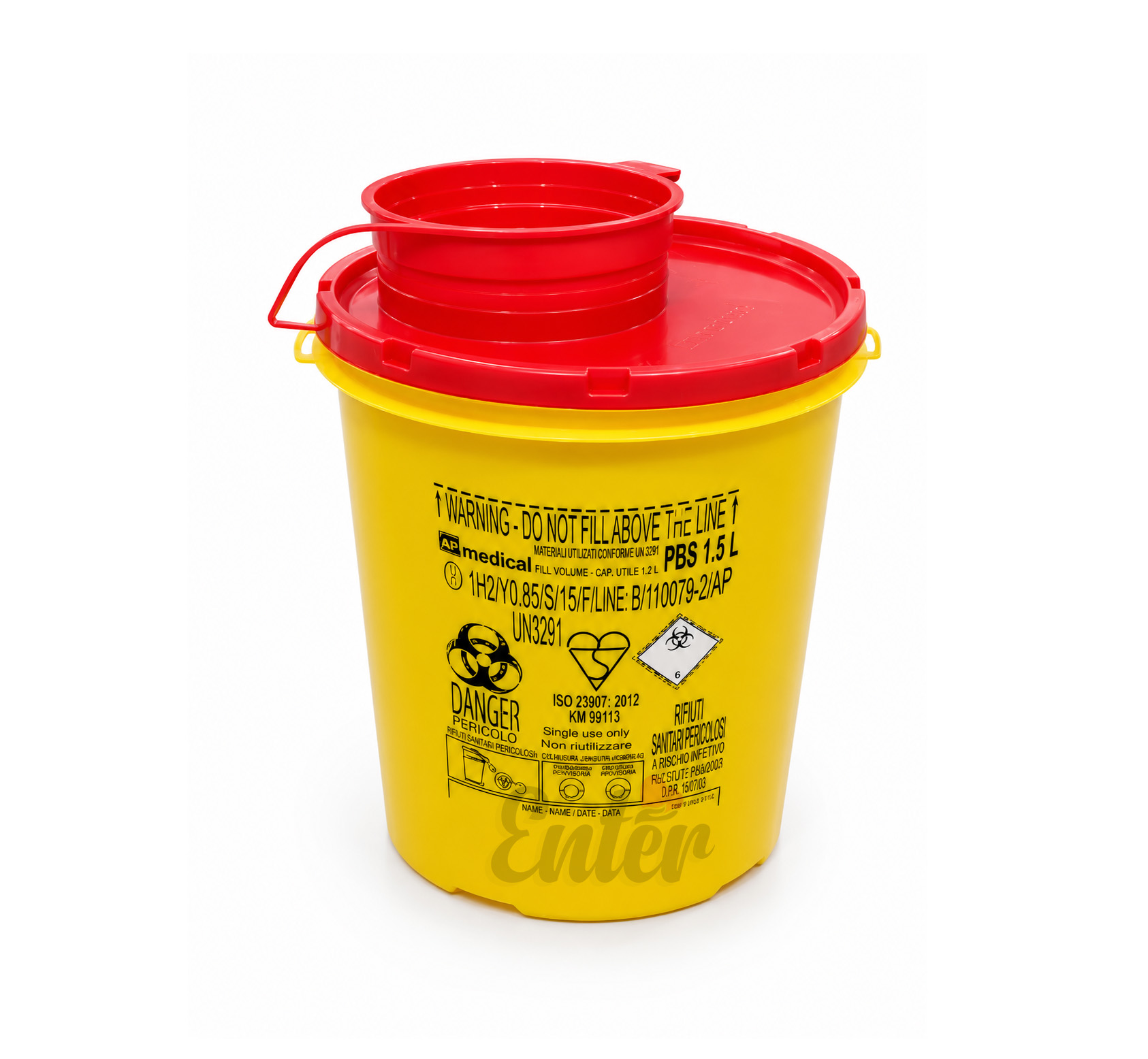 PBS Line 1.5 Liter Sharp Container – Made in Italy, حاوية شارب بسعة 1.5 لتر من خط PBS – صنع في إيطاليا,حاوية نفايات طبية حادة سعر 1.5 لتر مع غطاء احمر