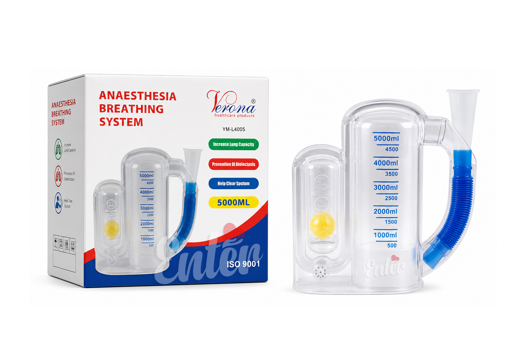 Verona Anaesthesia Breathing System 5000ML – Respiratory Exerciser & Lung Capacity Trainer,جهاز سبيرومتر,نظام فيرونا للتنفس بالتخدير سعة 5000 مل – جهاز تمارين التنفس وزيادة سعة الرئتين (مقياس التنفس – سبيرومتر)