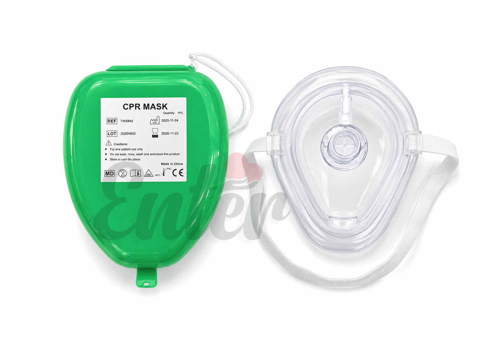CPR Rescue Mask with Silicone Face Mask & Hard Carry Case,كمامة تنفس صناعي متعددة الاستخدام