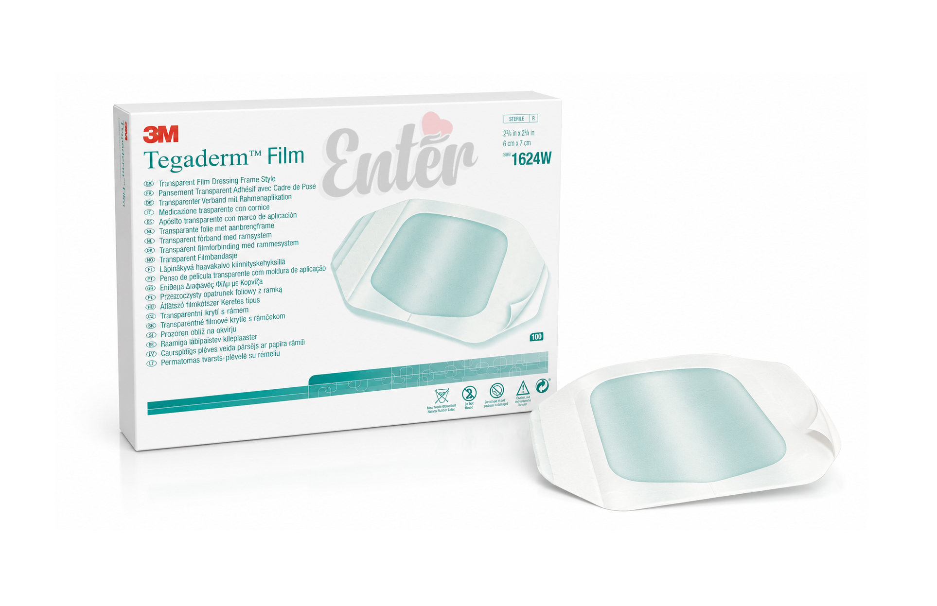 3M Tegaderm Film Dressing 1624W (6 cm x 7 cm),لصق بلاستر شفاف تيجاديرم ضد الماء مقاس 6 فى 7 سم 1624W,بلاستر تيجاديرم شفاف ضد الماء 6×7 سم,ضماد تيجاديرم 1624W 6