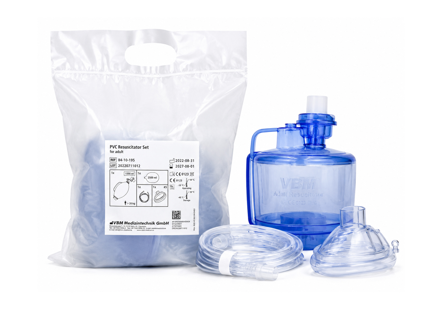 Adult PVC Resuscitator Set (Manual Resuscitation Device),طقم إنعاش يدوي للبالغين من مادة PVC (جهاز إنعاش يدوي)