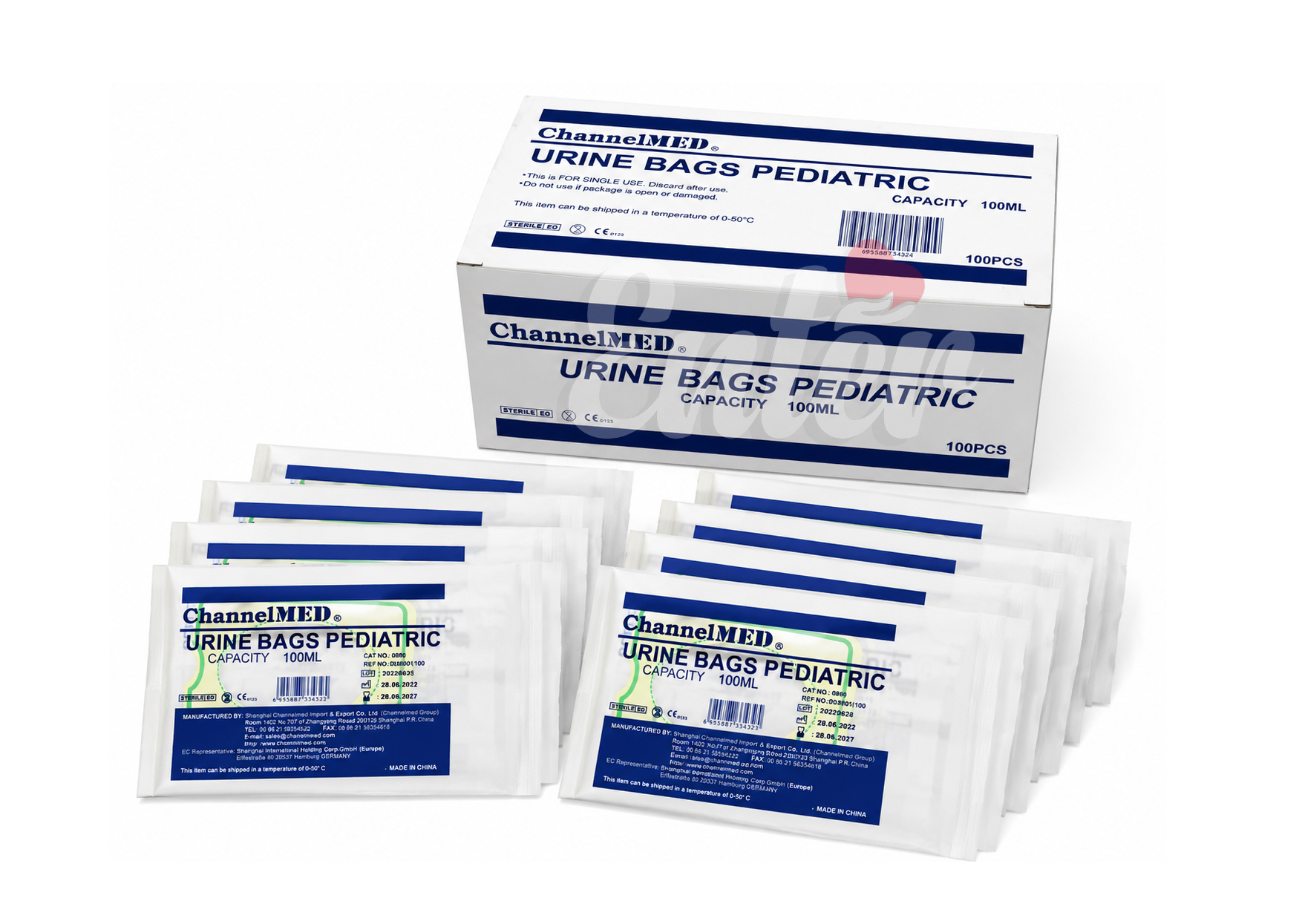 ChannelMED® Pediatric Urine Collection Bag (100 mL),كيس جمع البول للأطفال ChannelMED® بسعة 100 مل,كيس بول أطفال معقم للاستخدام الواحد 100 مل – ChannelMED®