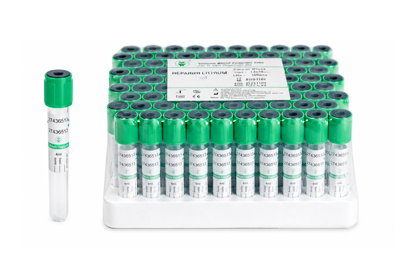 Lithium Heparin Blood Collection Tube (Green Cap) 4 mL,أنبوب جمع عينات الدم بالهيبارين الليثيومي (غطاء أخضر) سعة 4 مل