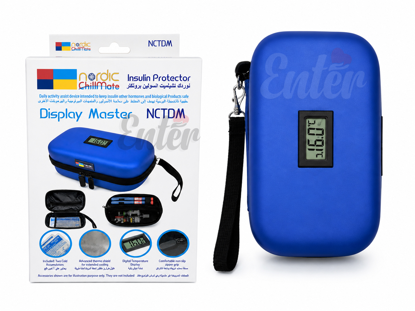 Nordic ChillMate Insulin Protector – Display Master NCTDM (1000ml),حافظة الإنسولين نوردك تشيل ميت – ديسبلاي ماستر NCTDM (سعة 1000 مل),حقيبة حفظ الإنسولين نوردك تشيل ميت مع شاشة عرض رقمية – 1000 مل