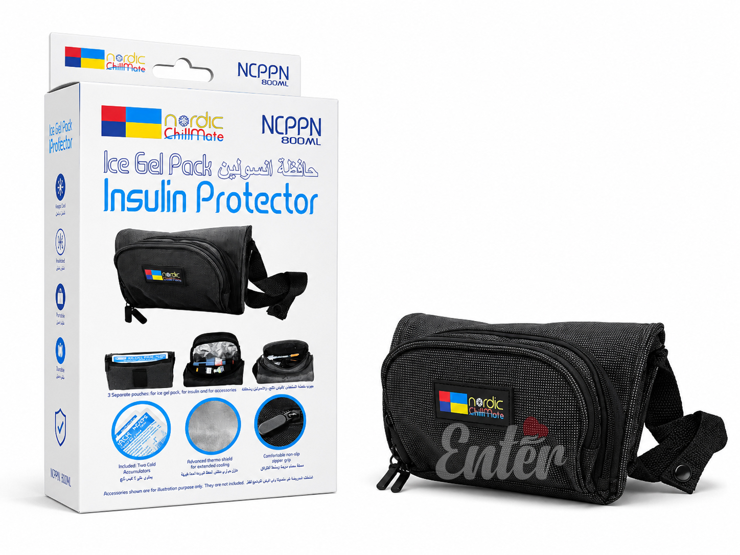 Nordic ChillMate Pen Pro – Insulin Protector (NCPPN 800ML),نورديك تشيل ميت قلم برو – حافظة الأنسولين المتطورة (800 مل),حقيبة نورديك تشيل ميت برو المبردة لحماية الأنسولين (800 مل)