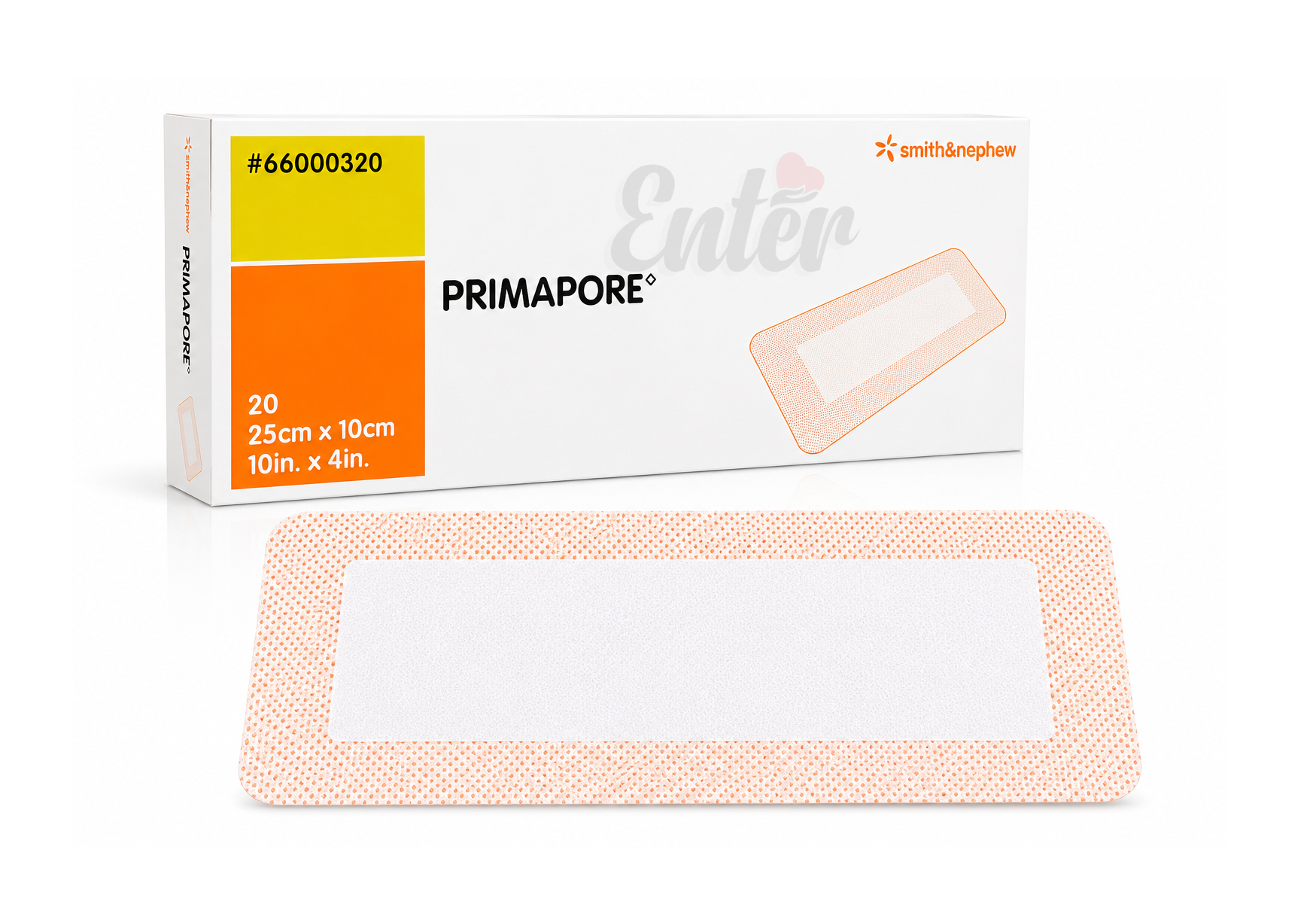 PRIMAPORE Adhesive Wound Dressing 25 cm × 10 cm (10 in × 4 in) Box/20 Ref No 66000320,سميث & نيفيو بريمابور بلاستر جروح 25*10 سم,لصقات بريمابو