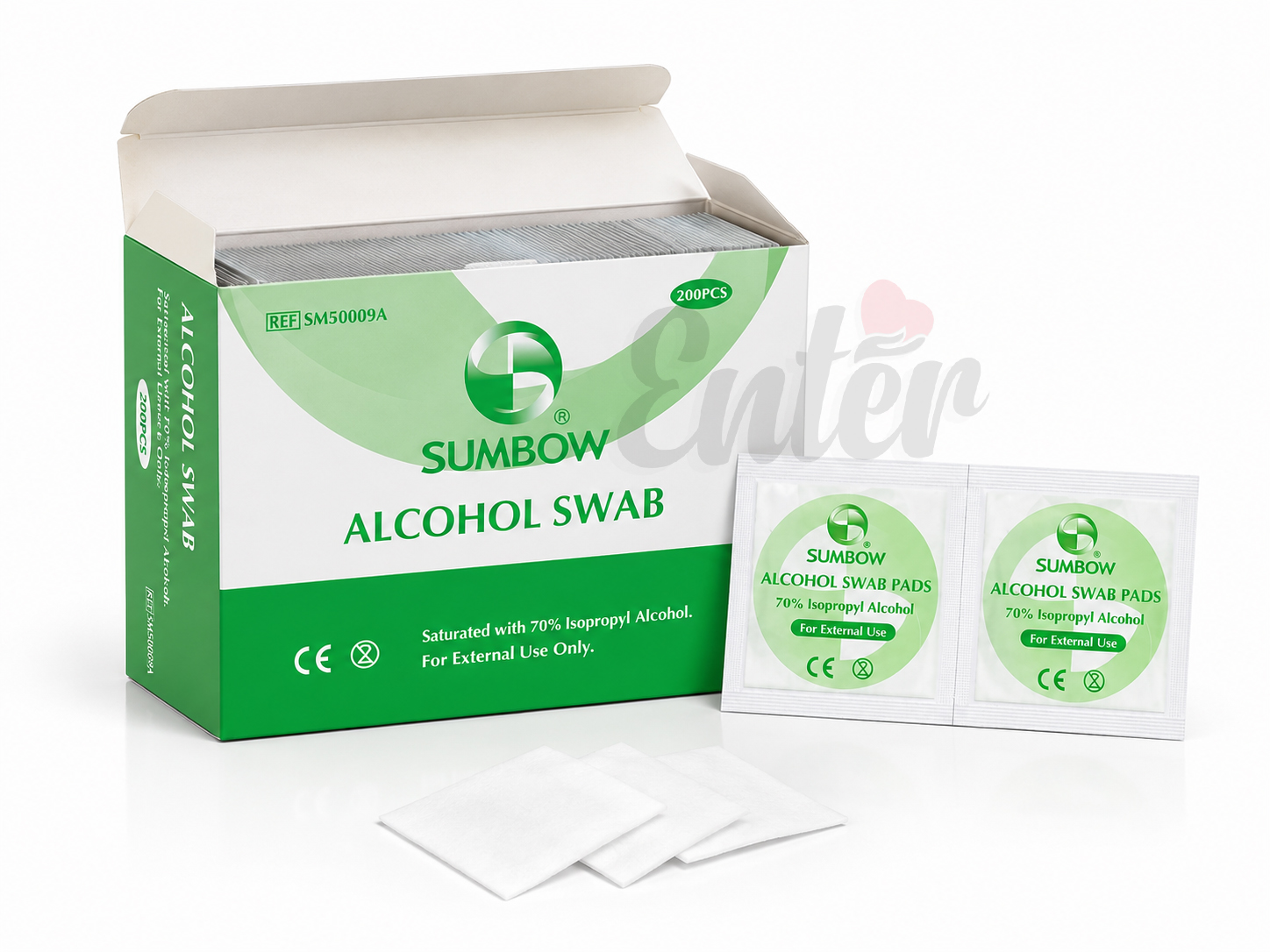 SUMBOW Alcohol Swab Pads (70% Isopropyl Alcohol) Box/200,سومبو وسادات مسحات كحولية، 70% كحول ايزوبروبيل، 200 قطعة, مسحة طبية كحولية ,200 قطعةSUMBOW Alcohol Prep Pads