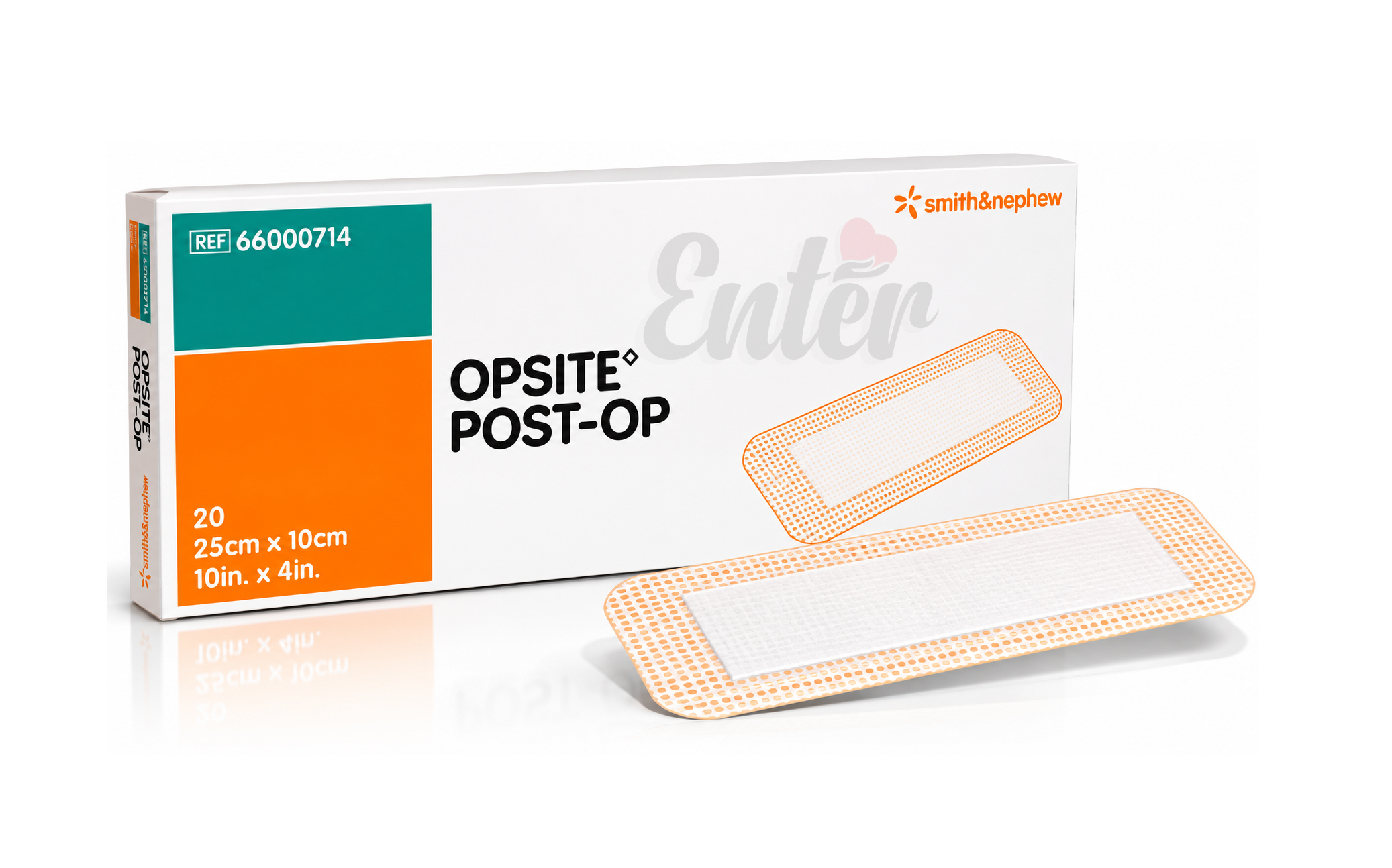 Smith & Nephew OPSITE POST-OP Dressing REF 66000714 | 25 cm × 10 cm (10 in × 4 in) | Box of 20 Sterile Dressings,سميث & نيفو – أوبسايت ما بعد الجراحة – 25 سم × 10 سم -قطعة واحدة,سميث آند نيفو – ضمادة معقمة لاصقة معقمة بعد الجراحة