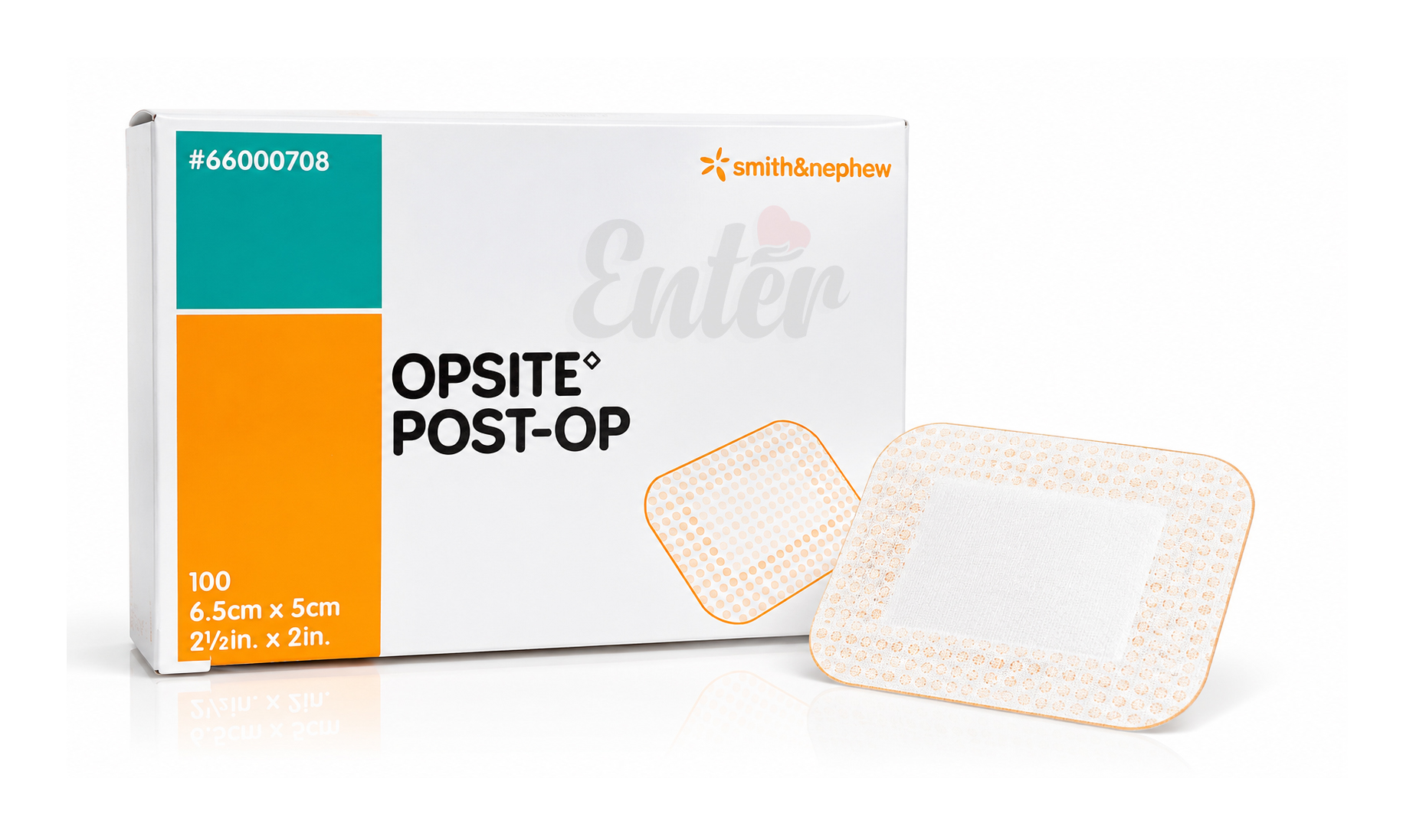 Smith & Nephew OPSITE POST-OP Dressing Ref: 66000708 | Size: 6.5 cm × 5 cm (2½ in × 2 in) Box / 100,سميث & نيفو – ضمادة معقمة لاصقة بعد الجراحة – 6.5*5 سم,سميث آند نيفو أوبسايت ضمادة معقمة 6.5×5 سم قطعة,ضمادة ماصة بعد العملية مقاومة للماء 6.5X5 سم 