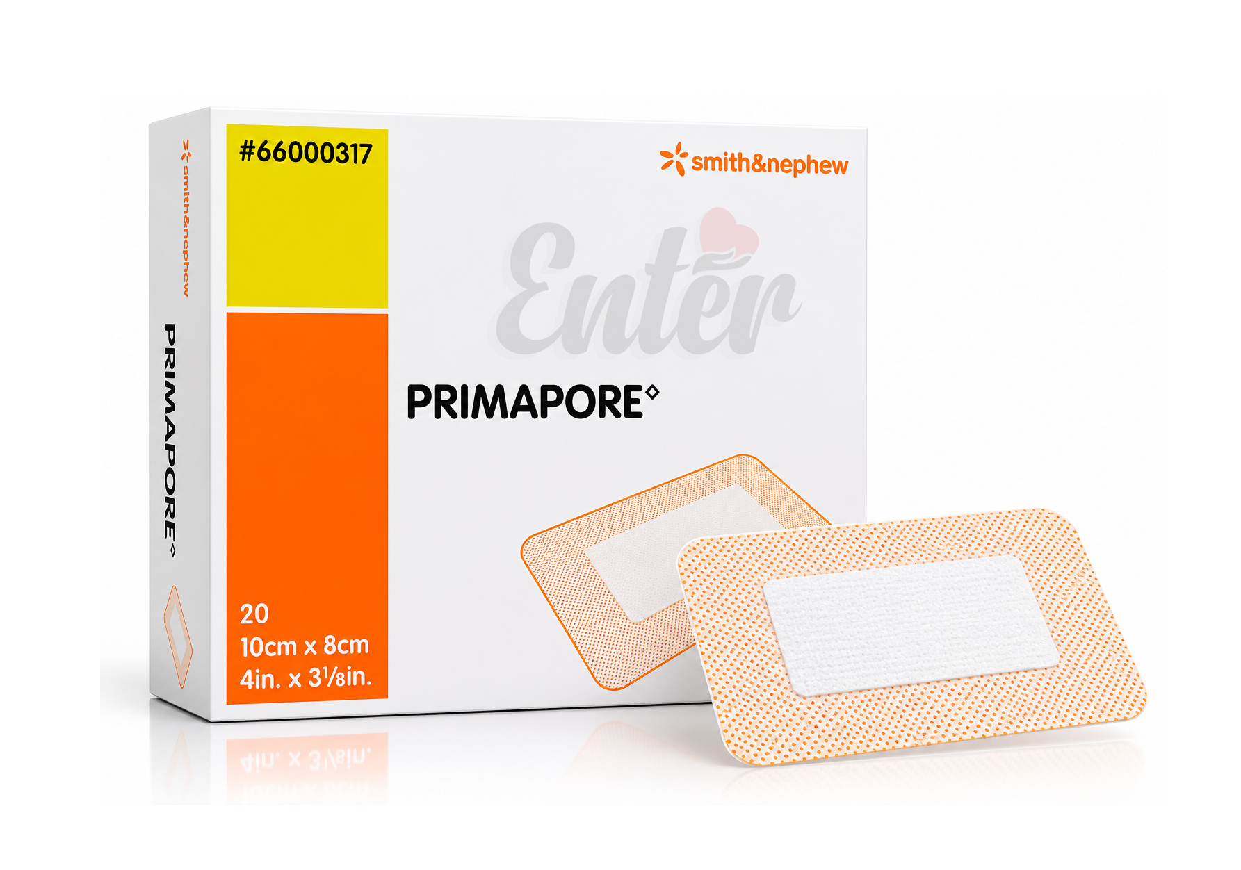 Smith & Nephew PRIMAPORE Adhesive Wound Dressing Size 10 cm x 8 cm (4 in x 3⅛ in)  Pack / 20,سميث آند نيفو بريمابور ضمادة ما بعد الجراحة 8*10 سم,ضمادة جروح لاصقة غير منسوجة