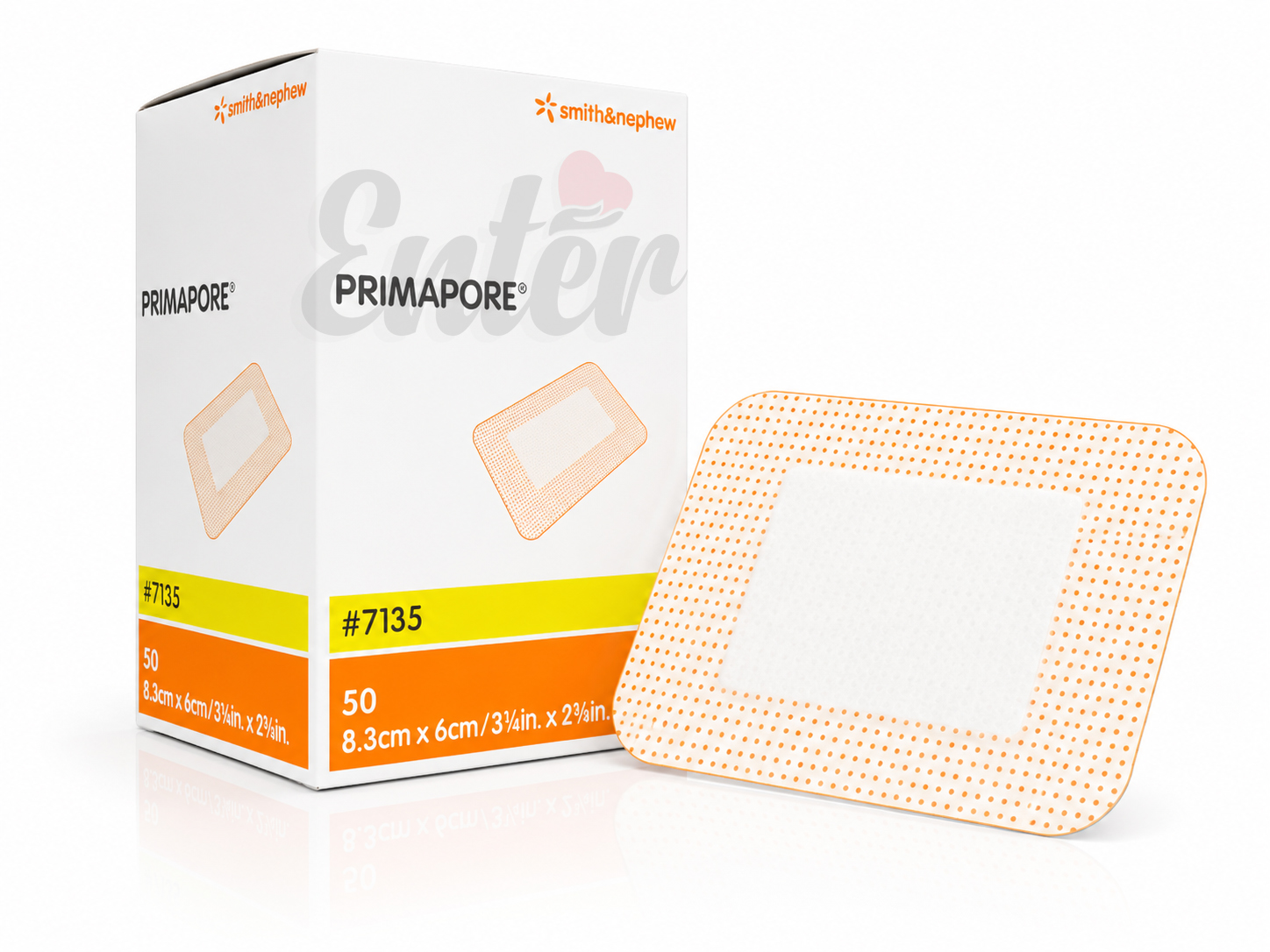 Smith & Nephew PRIMAPORE Dressing REF 7135 | 8.3 cm × 6 cm (3¼ in × 2⅜ in) | Box of 50 Sterile Dressings,سميث آند نيفو بريمابور ضمادة ما بعد الجراحة 8.3*6 سم,ضمادة جروح لاصقة غير منسوجة 8.3X6 سم,ضمادات بريمابور