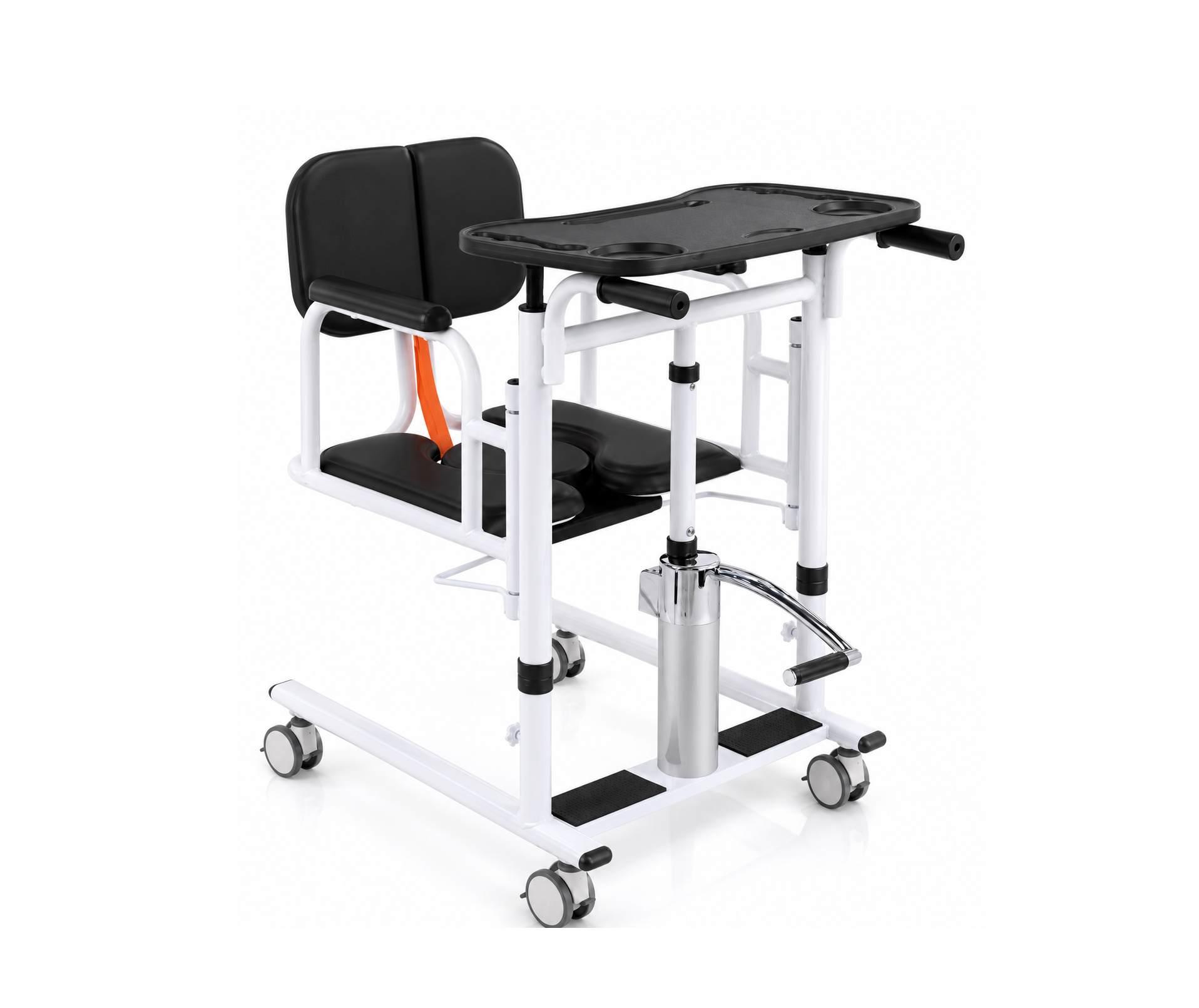 Advanced Hydraulic Wheelchair NQD054 – Hydraulic Patient Transfer Lift Chair for Home | 180° Split Seat, Potty & Shower Chair,كرسي نقل مريض هيدروليكي للمنزل، مقعد منقسم 180° ومقعد جلوس، كرسي نقل متحرك متعدد الوظائف قابل لتعديل الارتفاع، مقعد كرسي استحمام