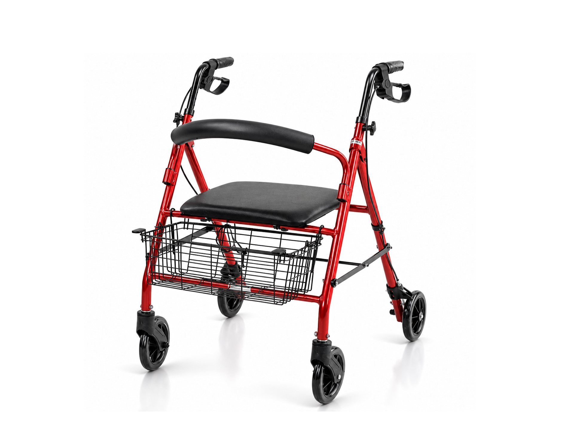 KY9144L Rollator Walker with Seat & Storage Basket,مشاية تسوق مع سلة بكفرات حمراء,Drive Medical Rollator,