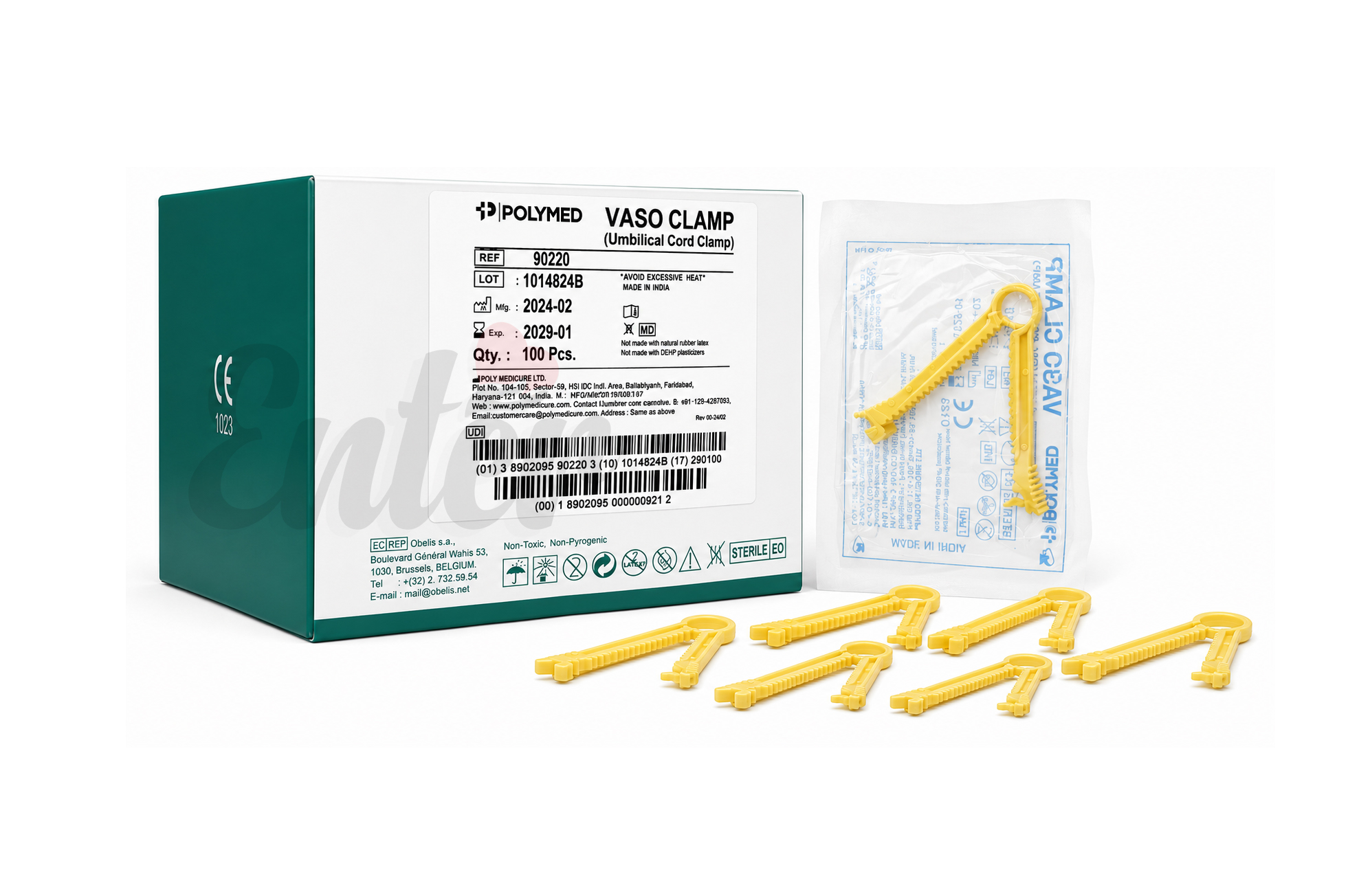 Polymed VASO CLAMP (Umbilical Cord Clamp) – Made in India,مشبك الحبل السري VASO CLAMP من Polymed – صنع في الهند,مشبك الحبل السري