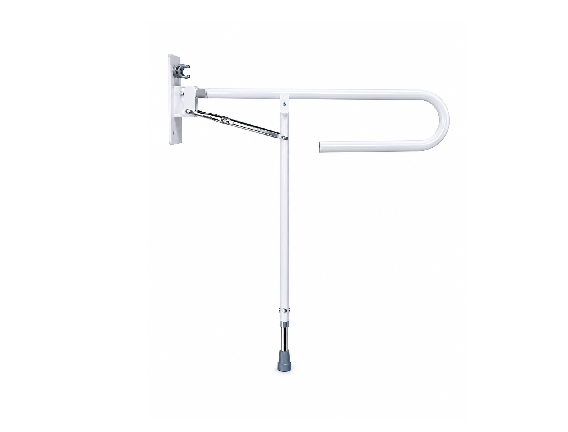 Wall-Mounted Folding Bathroom Grab Bar with Support Leg : V8022 / 8022,ساند حمام مع دعامة,ساند حمام جداري قابل للطي بساق دعم أرضية – لكبار السن وذوي,مقبض يدوي قابل للصفط مع ساند حائط