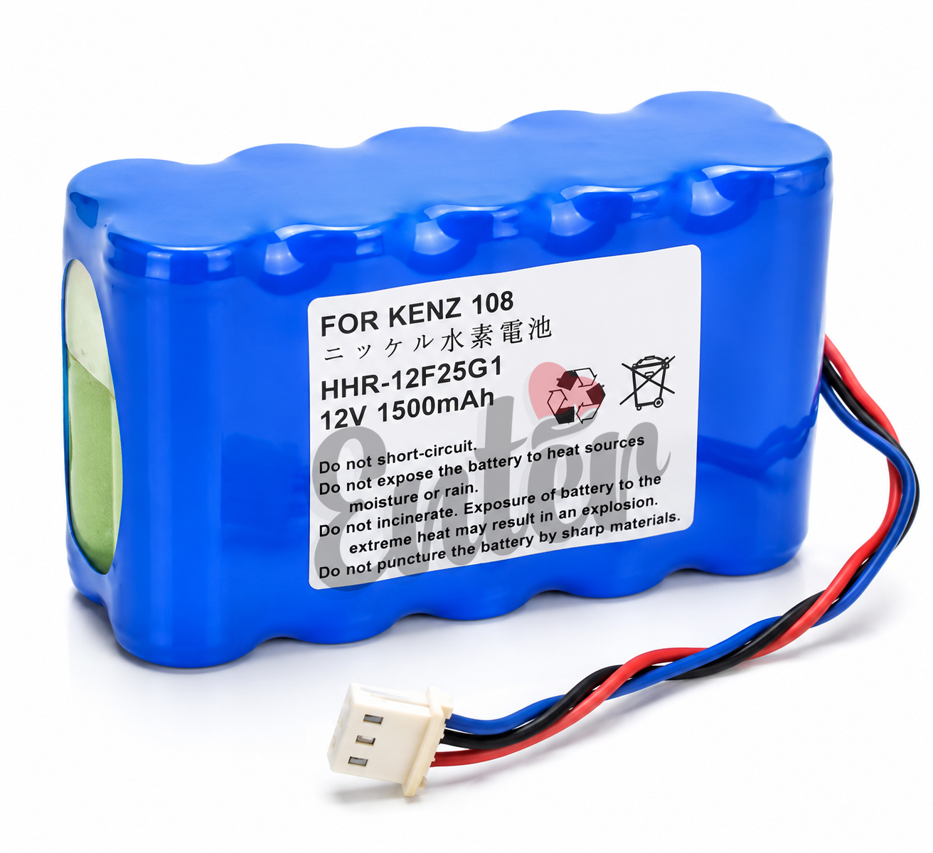 Kenz Cardico ECG-108 / ECG-110 Replacement Battery – HHR-12F25G1  12V 1500mAh,بطارية جهاز تخطيط القلب,بطارية أجهزة طبية,Kenz Cardico ECG Monitor Replacement Battery
