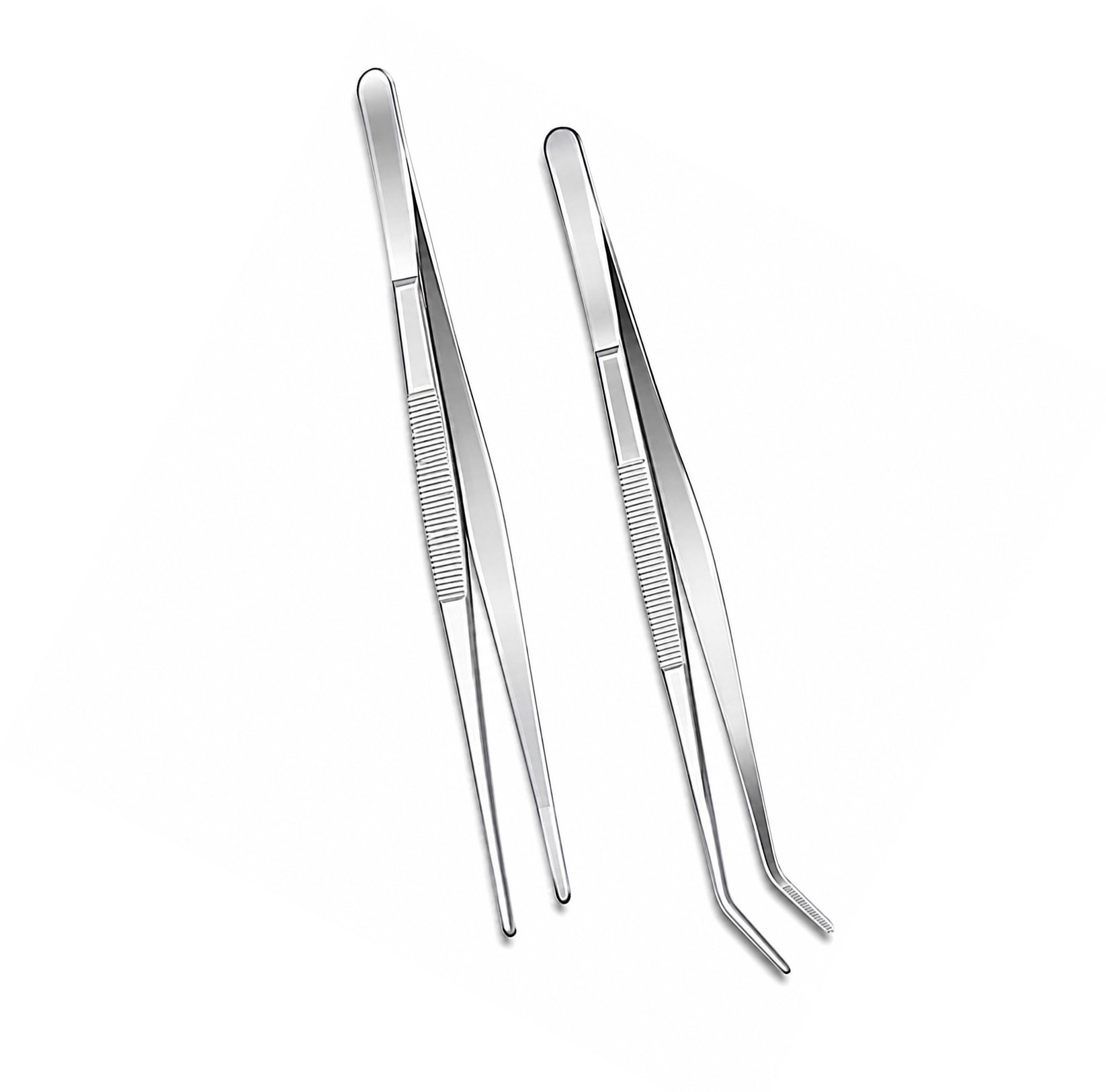 Long Handle Stainless Steel Straight & Curved Tweezers Set