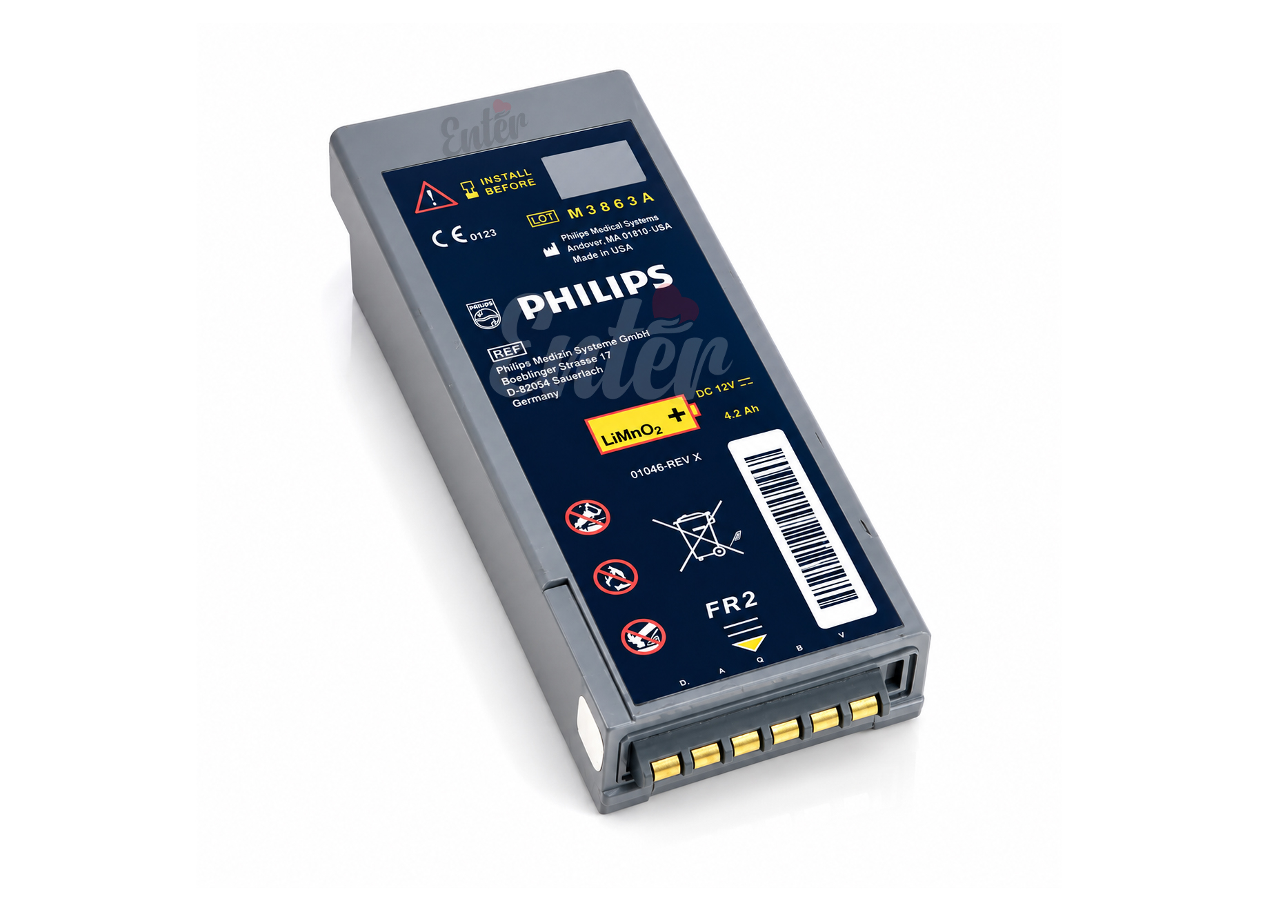 Philips HeartStart FR2 M3863A Long-Life Lithium Battery,Philips Fr2 Battery,بطارية فيليبس هارت ستارت,بطارية M3863A