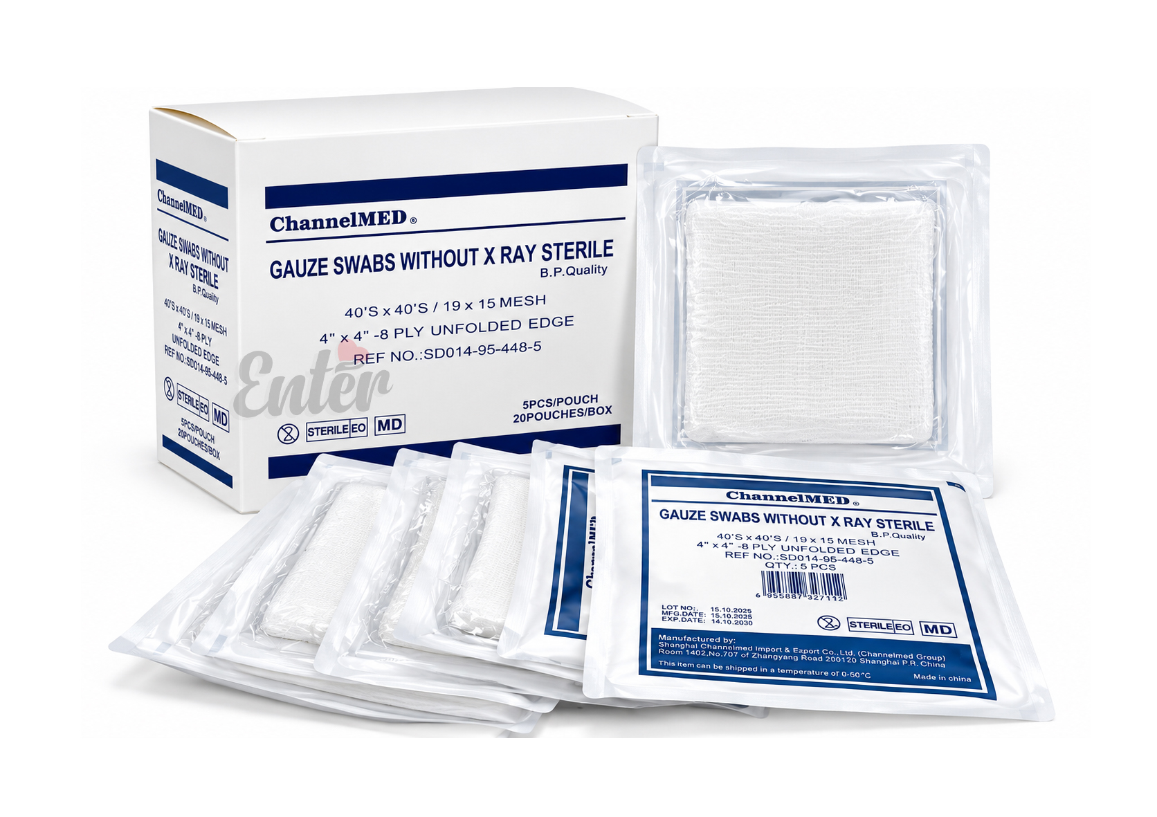 ChannelMED Sterile Gauze Swabs Without X-Ray – 4″ x 4″- 8 Ply,شاش طبي معقم بدون خيوط الأشعة للعناية بالجروح,شاش ChannelMED الطبي المعقم للعناية بالجروح,شاش طبي للاستخدام في غرف العلاج وتغيير الضمادات,شاش طبي معقم 4 × 4 بوصة – 8 طبقات,شاش معقم 4×4 بوصة معقم شانيلميد
