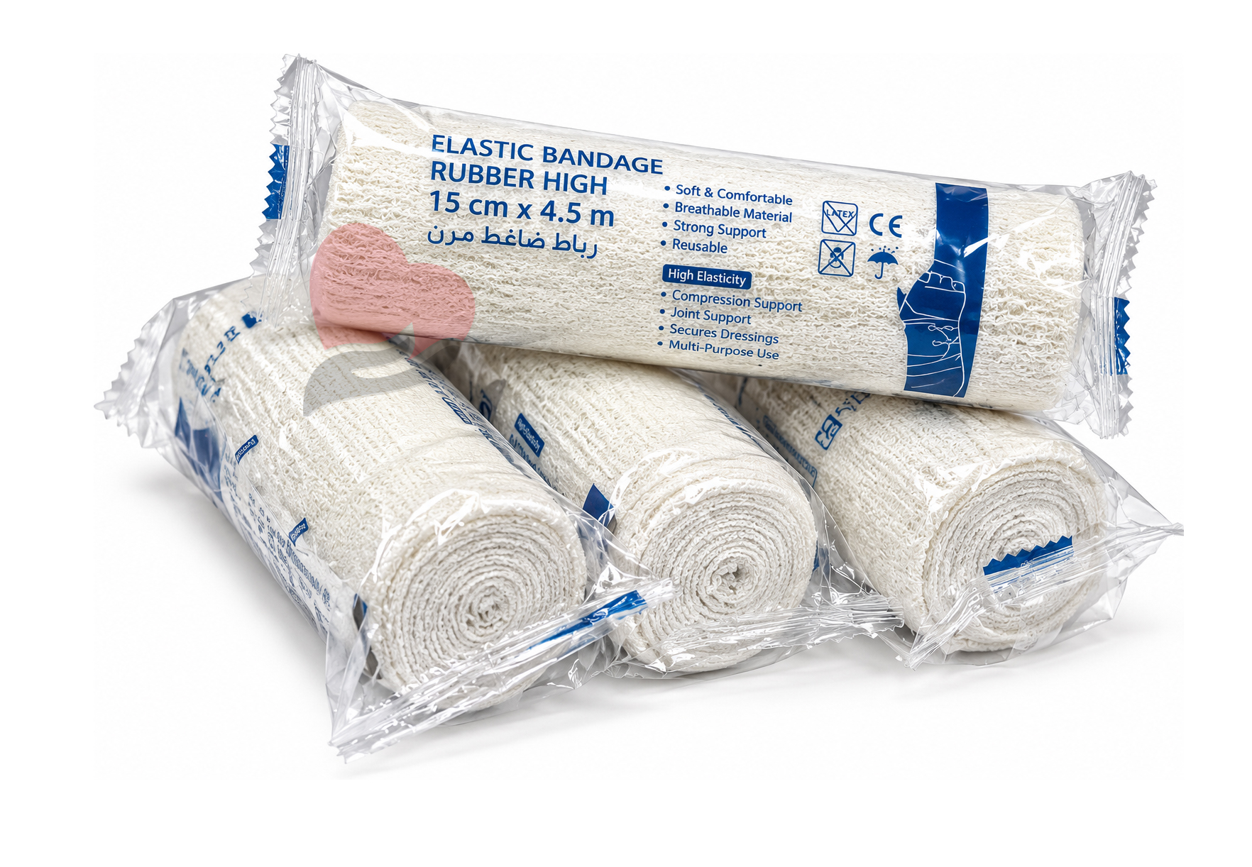 Kinmed Elastic Crepe Bandage – 15 cm x 4.5 m,كينميد رباط كريب أبيض مرن – 15سمx4.5م