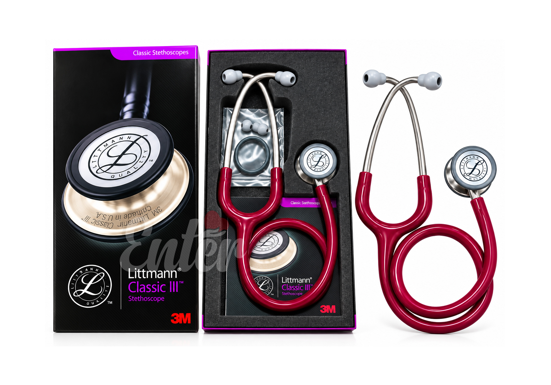 Littmann Classic III Stethoscope – Burgundy Color 5627,سماعة طبيب ليتمان كلاسيك 3 – عودي 5627