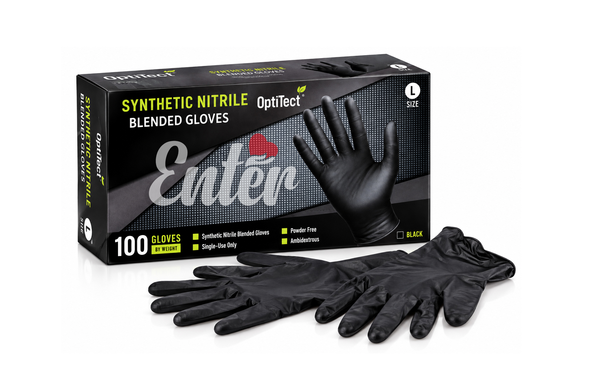 OptiTect Synthetic Nitrile Blended Black Large Gloves,قفازات أوبتي تيكت المخلوطة من النيتريل الاصطناعي – حماية فائقة خالية من البودرة