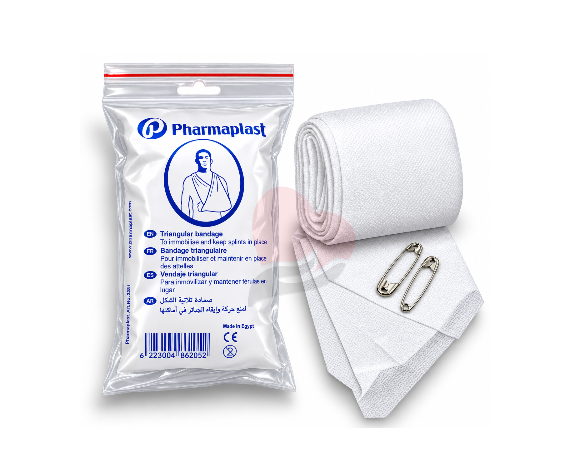 Pharmaplast Triangular Bandage,ضمادة مثلثة للإسعافات الأولية,ضمادة طوارئ متعددة الاستخدامات