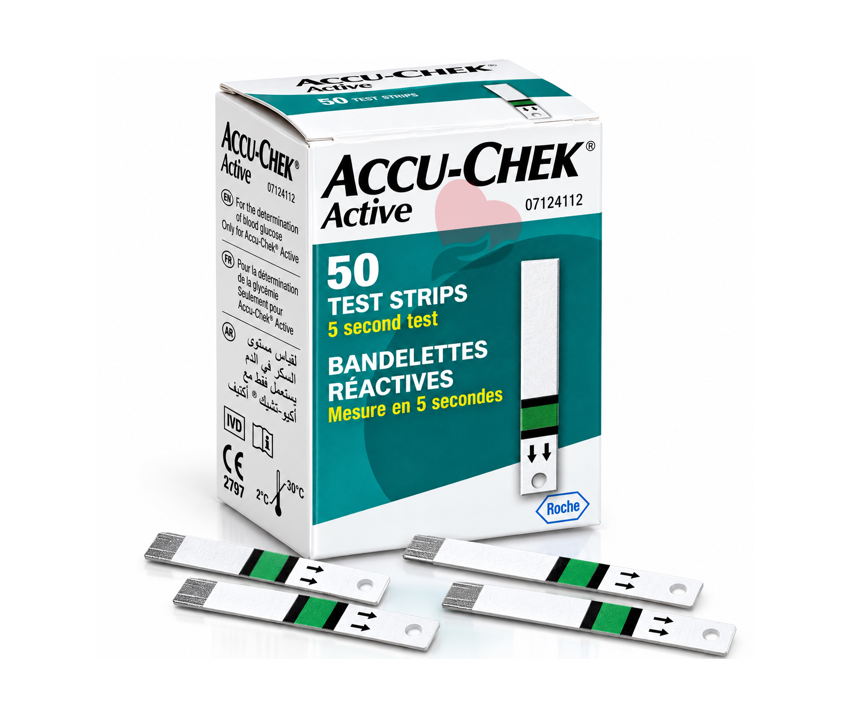 Accu-Chek Active Blood Glucose Test Strips Box/50,اكيوتشيك اكتيف شرائط قياس السكر في الدم 50 شريط اختبار,اكيوتشيك اكتيف شرائط قياس السكر في الدم 50 ق