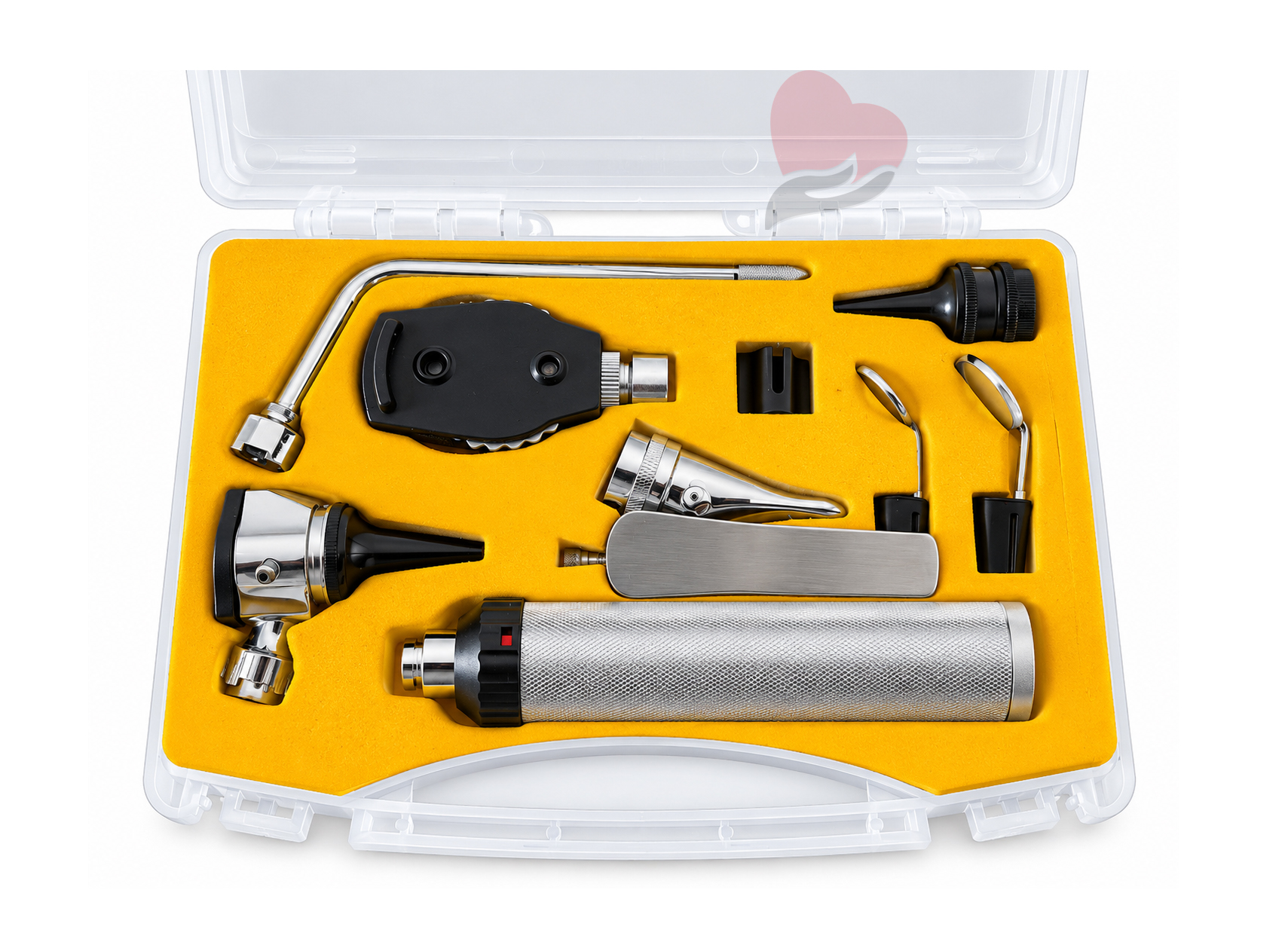 ENT / Diagnostic Examination Set – Multi-Instrument Kit with Metal Handle,طقم فحص وتشخيص الأنف والأذن والحنجرة مع مقبض معدني وحقيبة حفظ