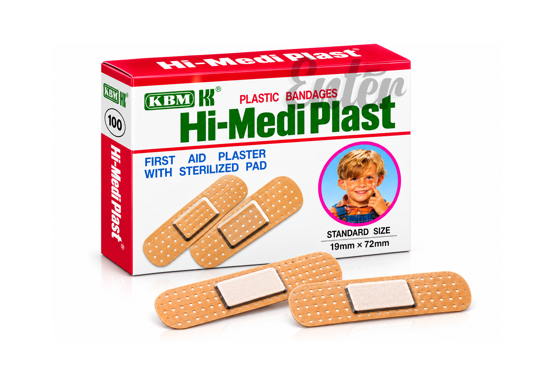 Hi-MediPlast Plastic Bandages KBM Japan – Standard Size 19 x 72 mm,هاي-ميدي بلاست لصقات حجم واحد 100 حبه,لصقة جروح هاي ميدي | 100حبة,هاي ميدي بلاست-لصقة جروح 100قطعة