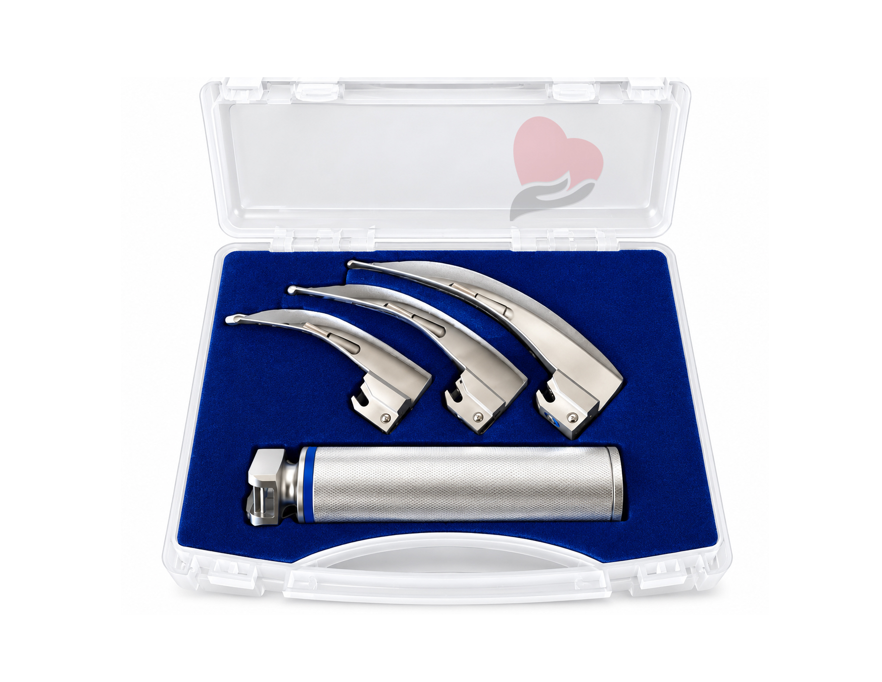 Laryngoscope Set – 3 Blades with Metal Handle & Carrying Case,طقم منظار الحنجرة بثلاث شفرات منحنية ومقبض معدني مع حقيبة حفظ